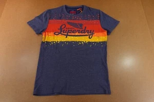 SuperDry Mens Size Large Princedom Blue Marl Short Sleeve Graphic Icarus Tee NWT - Picture 1 of 12