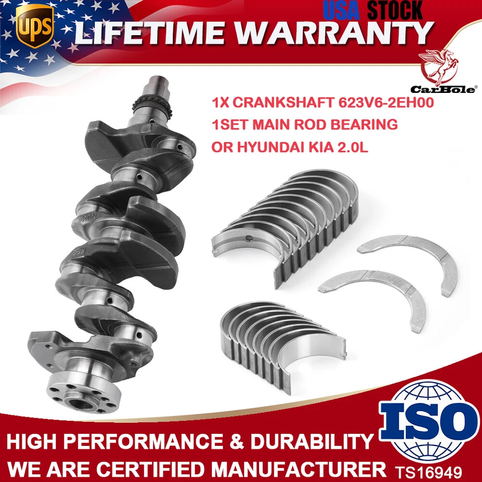 Cigüeñal motor 623V6-2EH00 + Kit de rodamientos para Hyundai Elantra GT Tucson Kia 2,0 L Foto 1 de 4