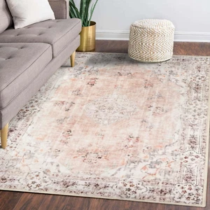 5'X7' Area Rugs Pink Machine Washable Boho Rug for Bedroom,Living Room, Laundry - Picture 1 of 8