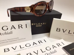 BVLGARI Ladies GOLD LOGO SUNGLASSES / Box, Certificate Of Authenticity - Picture 1 of 15