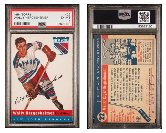 1954 TOPPS Wally Hergesheimer #22 PSA 6 EX MT - Image 1 of 1