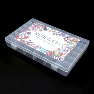 Clear Plastic Jewelry Box Organizer Storage Container with Adjustable Divider... - Picture 1 of 12