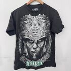 Dga Mens T-Shirt Size M Black Tribal Aztec Warrior All Overprint Mexico