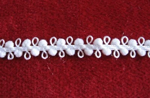 MINIATURE WHITE BALL LOOP LACE TRIM 3/8 INCH - PRECUT IN 1 YARD PIECES  #M1 - Picture 1 of 1