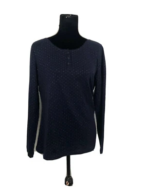 Croft & Barrow Intimates NWT Womens Size M Blue Polka Dot Long Sleeve Sleep Top - Image 1 of 3