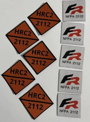 10 FR NFPA 2112 Iron On Patch / Tag Fire Retardant Pants Shirt Jacket - Image 1 of 4