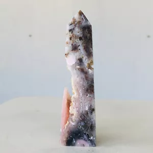 68g Natural Pink Chalcedony Agate Quartz Crystal Obelisk Wand Point Healing - Picture 1 of 15