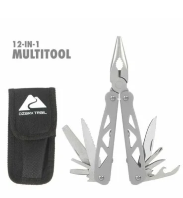 New OZARK TRAIL 12-IN-1 MULTI TOOL WITH SHEATH SILVER HANDLE NEW! FREE SHIPPING  - Image 1 of 4
