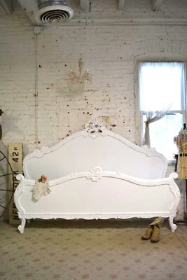 Painted Cottage Chic Shabby Romantic French King Bed - Image 1 of 4