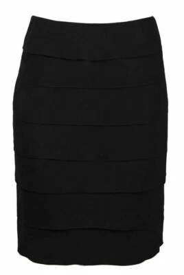 Alex Evenings Tiered Short Chiffon Skirt Size 14 16 Black NWT $79 - Image 1 of 2