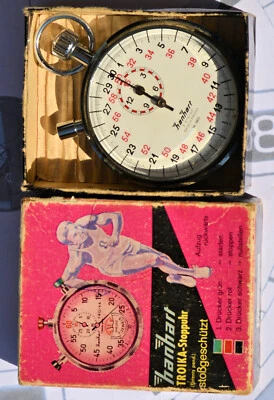 Très Rare Chronomètre Hanhart 30 Secondes D'Époque En Très Bon État avec Boîte - Photo 1/4