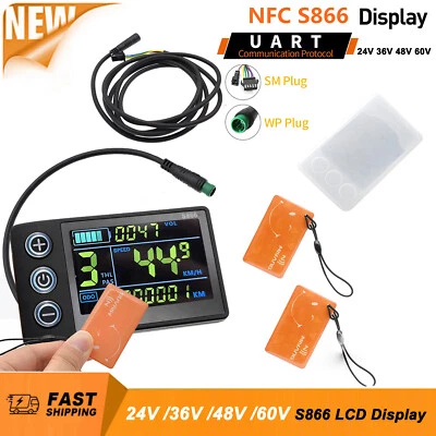 MARKENLOS 24V 36V 48V 60V S866 LCD Display Meter Electric Bike Control Panel NFC function