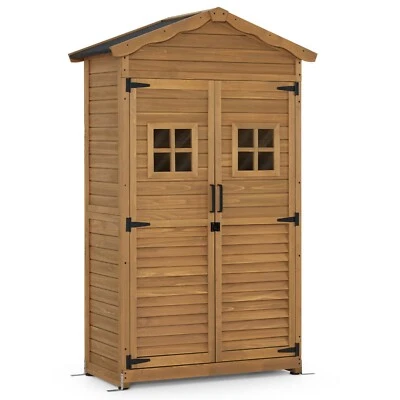 M MCombo Gartenschrank Gartenhaus Outdoor Holz, 57×109×180 cm (Natur) - Bild 1 von 4