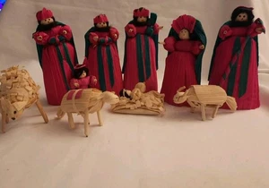 Weihnachtskrippe Maishülse Krippe Set 10 Teile Sammlerstücke  - Bild 1 von 10