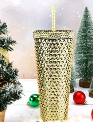 Vaso de pared doble dorado iridiscente acrílico Navidad 26 OZ Holiday Time INVIERNO Foto 1 de 4