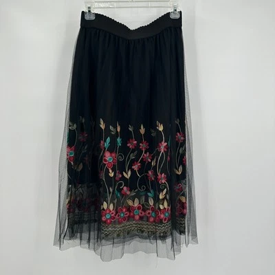 Falda Studio West para mujer talla M malla bordada boho caprichosa floral festival Foto 1 de 4