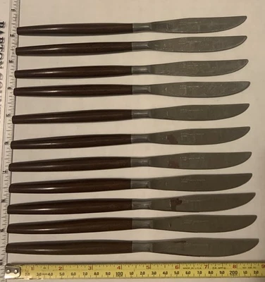 Lote de 11 cuchillos cubiertos MCM de acero inoxidable y madera Ekco CANOE MUFFIN Foto 1 de 4