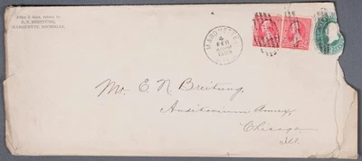 Cubierta de papelería mejorada MayfairStamps US 1898 Michigan Marquette a Chicago IL Foto 1 de 2