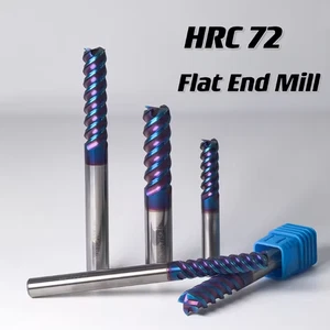 72HRC 1.0mm-20mm 4 Flutes Flat Carbide End Mill Hard Quenched Steel Nano Coating - Picture 1 of 5