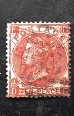 Королева Виктория GB 10d SG.114 Pl.1 глубокий красный б/у красный компакт-диски Лондон 1872 качество VF - Изображение 1 из 3
