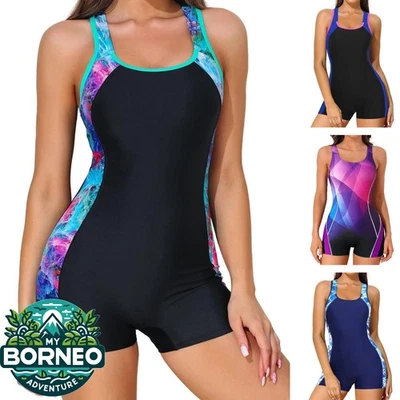 Swimming Costume Athletic Racerback Boyleg | Sports One Piece Womens Swimsuit - Image 1 of 4