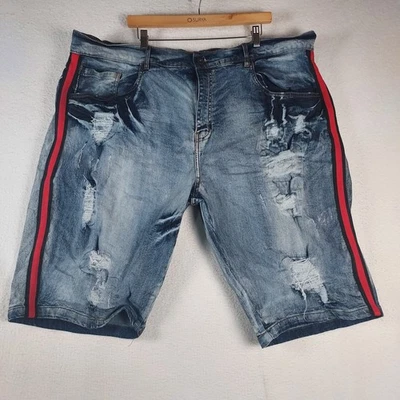 Pantalones cortos de mezclilla desgastados Evolution In Design para hombre talla 46 rayas rojas Foto 1 de 4