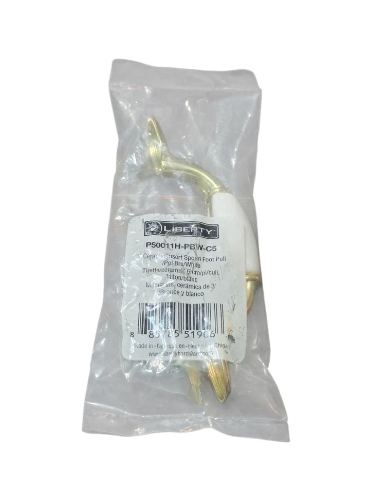 Liberty 3" in Ceramic Insert Spoon Foot Cabinet Drawer Pull P50011H-PBW-C5 White