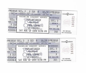 Paul Simon Unused Concert Tickets from August 18, 1984 - Picture 1 of 2