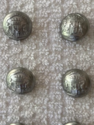 Burberry- Round Silver Tone Metal Buttons Iconic Logo  Set Of 8  - Image 1 of 4