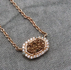 Kendra Scott Halskette Anhänger weißer Topas Edelstein 18 Zoll Goldkette 66f - Bild 1 von 12