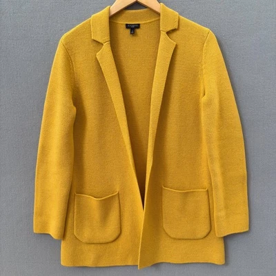 Cárdigan blazer para mujer Talbots amarillo mostaza mezcla lana frente abierto tejido pequeño Foto 1 de 4