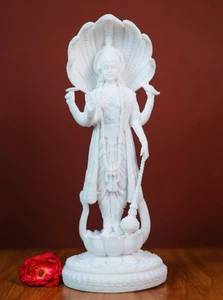 Lord Vishnu Statue, 31 cm Vietnam Marble Standing Idol, Hindu God Figure, Bha... - Picture 1 of 8