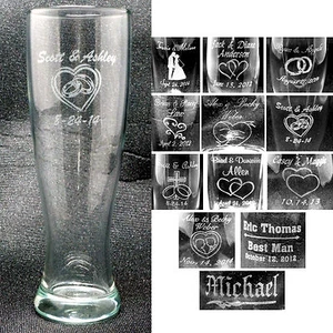Personalisierte Pils Brille individuell Hochzeit Party Trauzeugen Jubiläum Geschenke - Bild 1 von 16