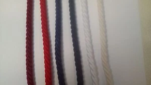 Kordel (€3,95/m) Baumwolle 10mm dick 3adrig 1 Meter gedreht ecru marine rot weiß - Picture 1 of 13