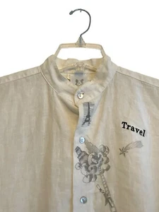 Vintage años 90 Hey Max! Camisa túnica de lino con botones para mujer talla pequeña arte para usar - Imagen 1 de 10