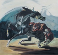 Original oil painting, Struggle until the end