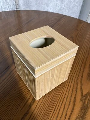 Caja de pañuelos de bambú cuadrada resistente al agua caja de pañuelos faciales de madera para B... Foto 1 de 4