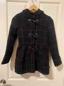 Pumpkin Patch Girls Black Hooded Coat Jacket Size 10 - Picture 1 of 9