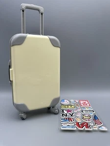 Doll Toy Yellow Luggage "Rolling" Suitcase Retractable Handle with Stickers - Picture 1 of 9