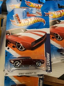 2011 Hot Wheels Street Beasts '69 Camaro Dark Maroon 88 all have lots sticker  - Picture 1 of 5