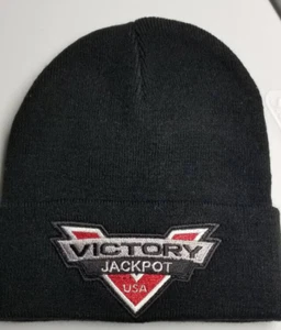 Gorro tejido Victory Jackpot moto bordado negro ajuste pequeño - Imagen 1 de 2