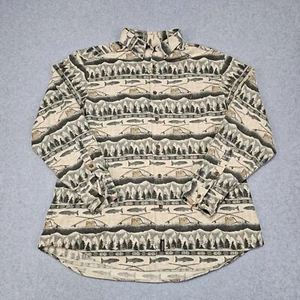 Woolrich Shirt Mens XL Chamois Fleece All Over Print Fish AOP Outdoors Hiking  - Picture 1 of 9