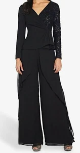 Ladies Adrianna Papell Black Chiffon Wide Leg Trouser UK 14;EUR 42 RRP £125 - Picture 1 of 11
