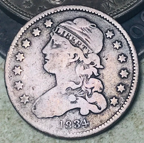 1834 Capped Bust Quarter 25C Ungraded Choice 90% Silver US Coin CC18786 Cover