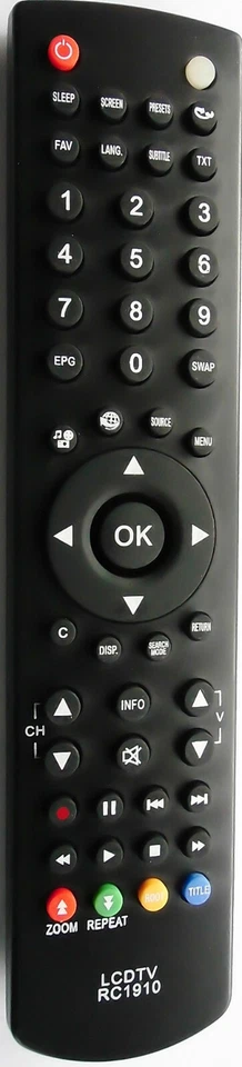 ERSATZ FERNBEDIENUNG FÜR TOSHIBA HITACHI TELEFUNKEN TELETECH VESTEL JVC RC1910