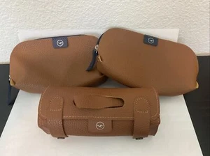 Lufthansa Airline Business Class Toiletry Amenity Travel Bag LOT x3 Faux Leather - Picture 1 of 19