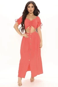Fashion Nova Mandy Maxi Skirt Set Size X-Small Coral - Picture 1 of 4