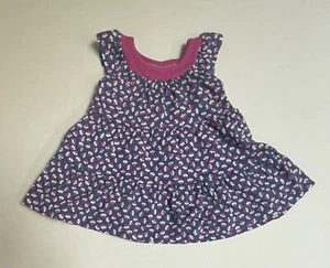 Tee Kleid Baby Mädchen 6-9m blau rosa weiß geometrisches Muster Swing - Bild 1 von 5