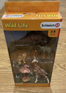 Schleich 42388 Assorted wildlife animals flamingo giraffe elephant cheetah model