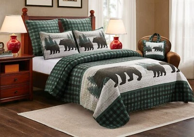Virah Bella - Bear Wilderness - Lightweight Reversible Quilt Set in Tote